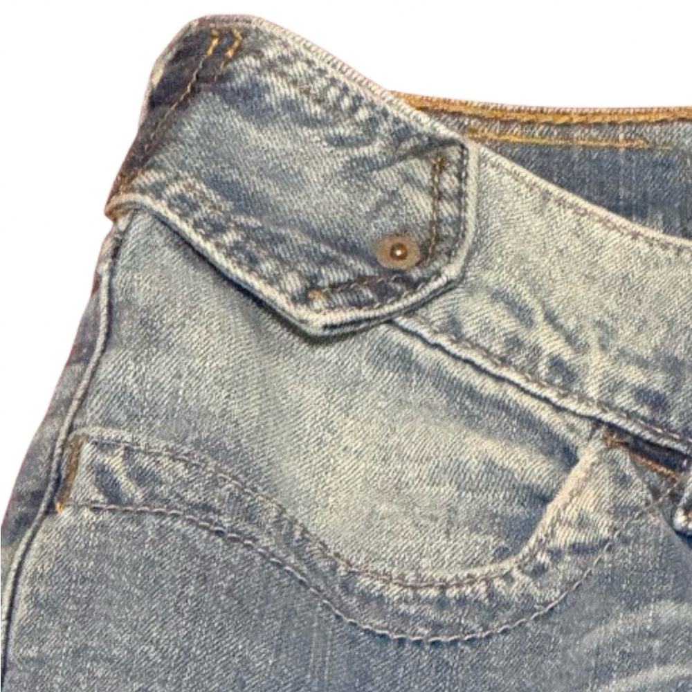 Vtg Levis 504 Slouch Flare Jeans Juniors 7 Blue Y2K Crossover Pocket - Picture 5 of 13